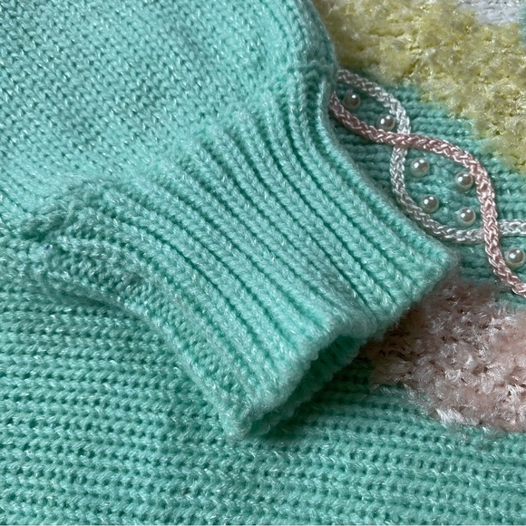 ❌SOLD🏷️Vintage Jaclyn Smith Fairy Granny Core Knitted Pastel Beaded Sweater - Picture 7 of 10